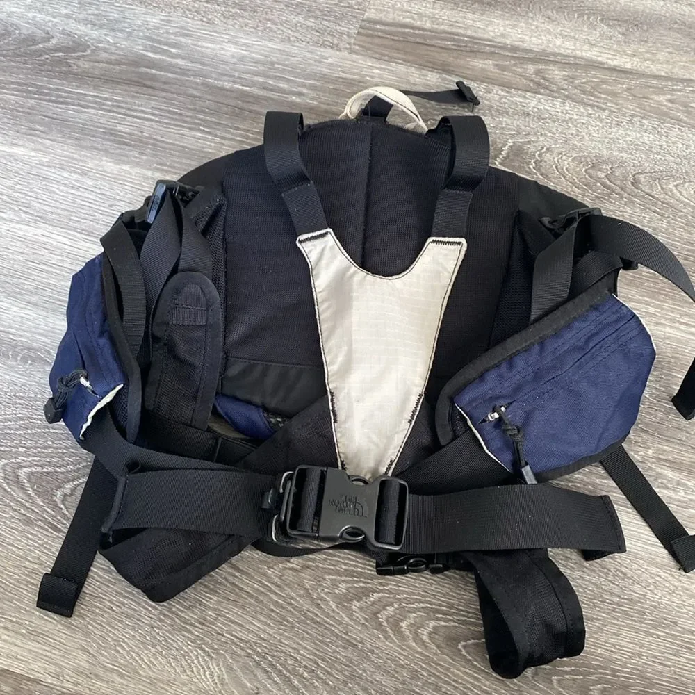 The North Face Black & Navy Blue Water Hiking Waist bag Backpack Large Pockets